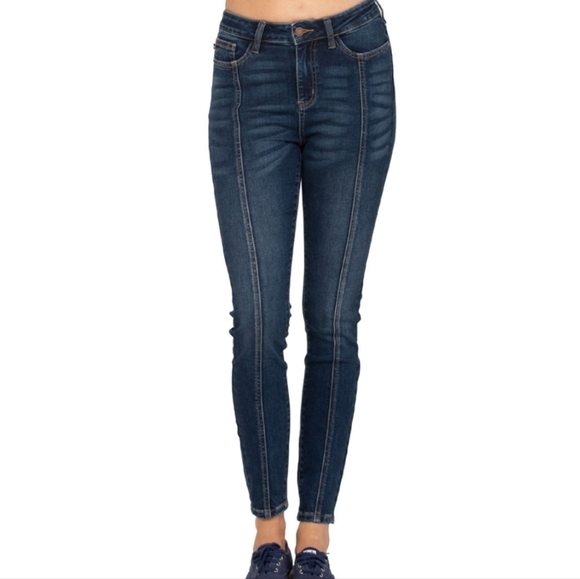 Judy Blue Denim - Judy Blue Lycra High Rise Dark Blue Women's Jeans With Front Seam